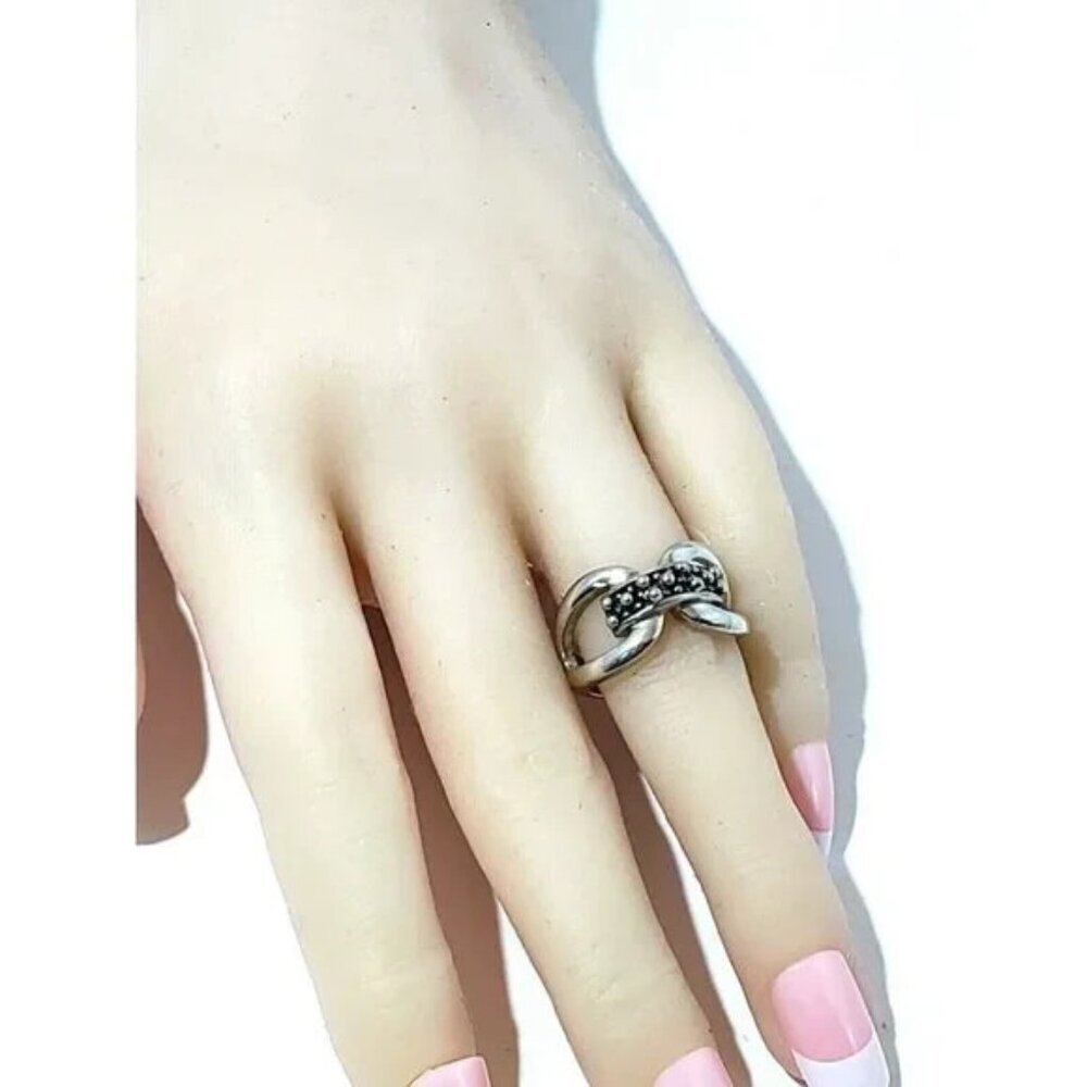 MICHAEL DAWKINS CAVIAR STARRY NIGHT STERLING 925 9 g BAND RING SIZE 9 EUC - Picture 2 of 7